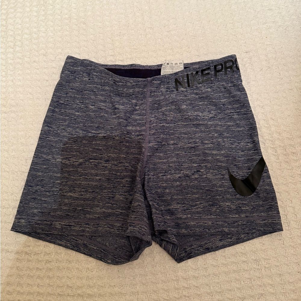 Nike Pro Heathered Gray/Blue Athletic Shorts